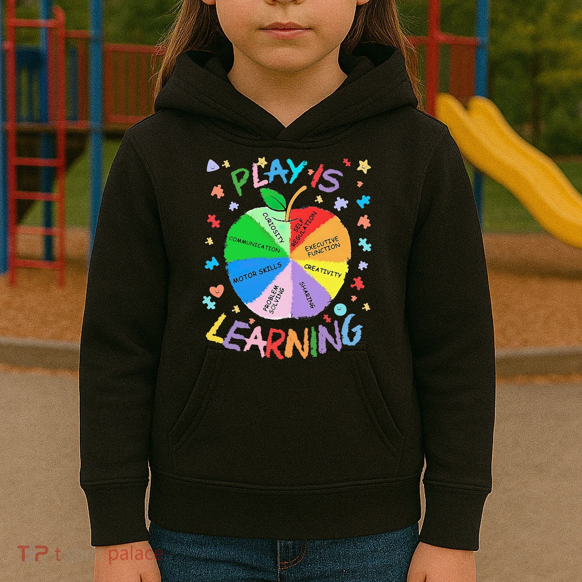 Play Is Learning Special Education Autism Awareness Pride Kids Hoodie