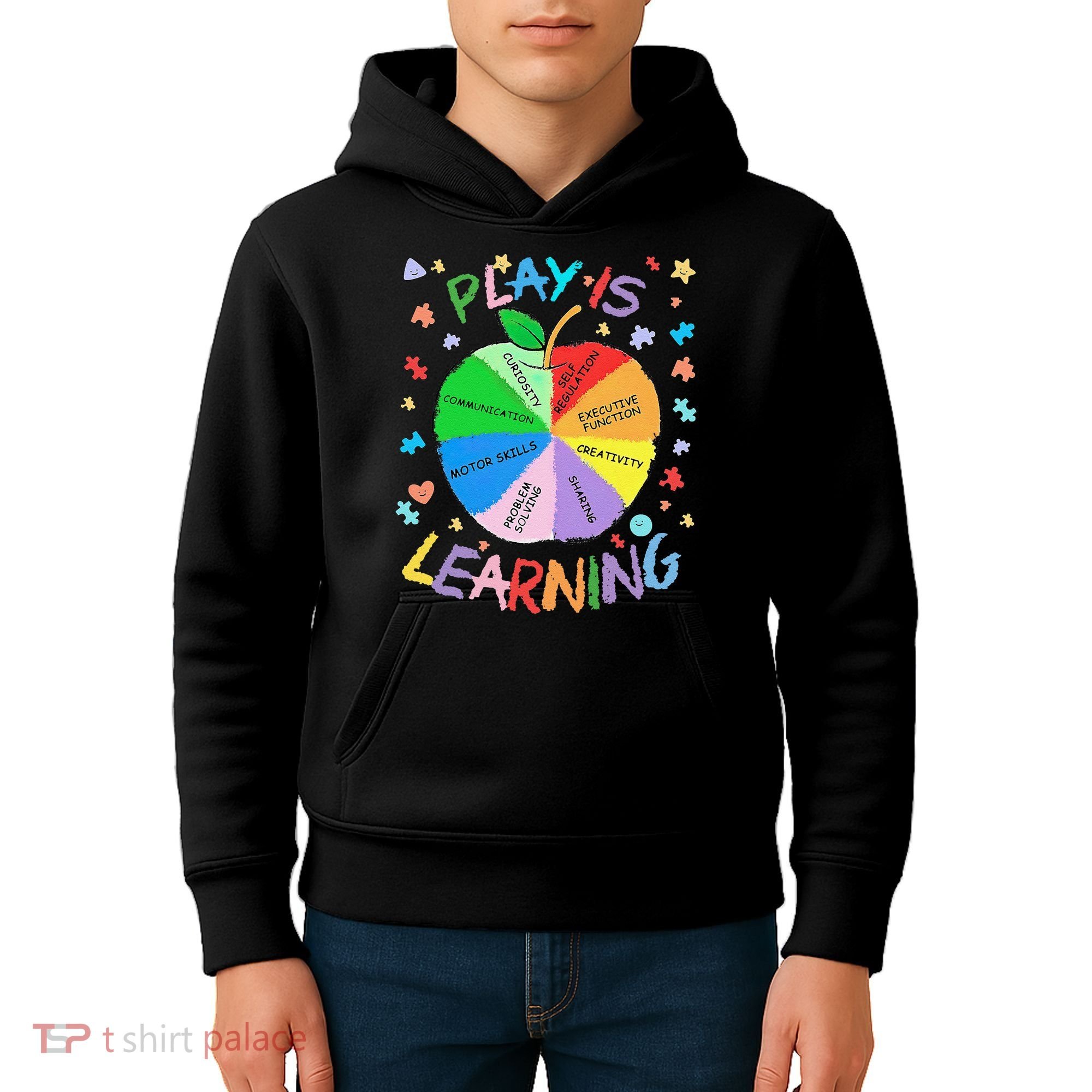 Play Is Learning Special Education Autism Awareness Pride Kids Hoodie