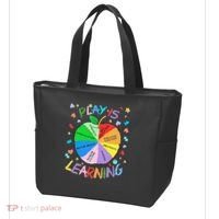 Play Is Learning Special Education Autism Awareness Pride Tote Bag thumb 3