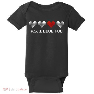 Ps I Love You Day ValentineS Day Purple Heart Baby Bodysuit