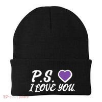 Ps I Love You Day ValentineS Day Purple Heart Beanie thumb 0
