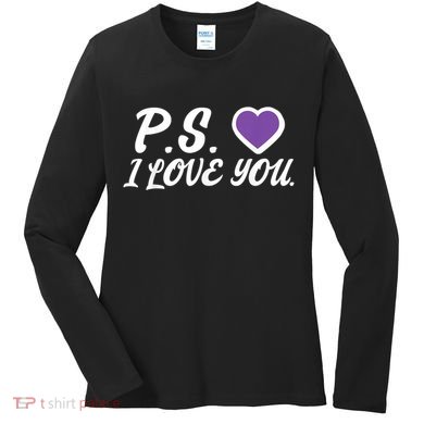 Ps I Love You Day ValentineS Day Purple Heart Women's Long Sleeve Shirt