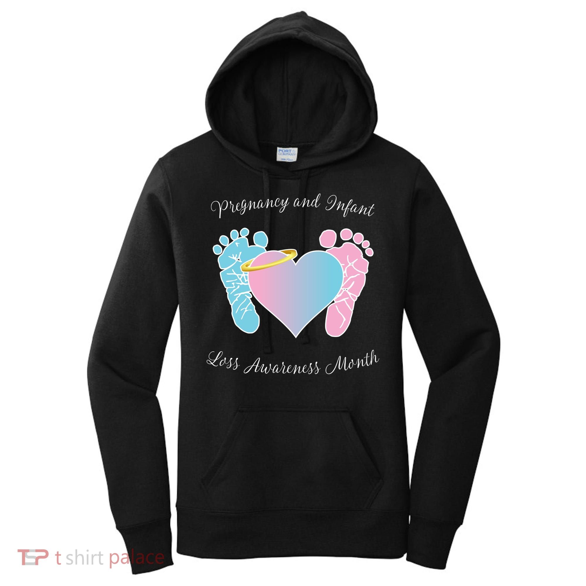 Pregnancy Infant Loss Awareness Month Footprint Halo Gift Women's Hoodie
