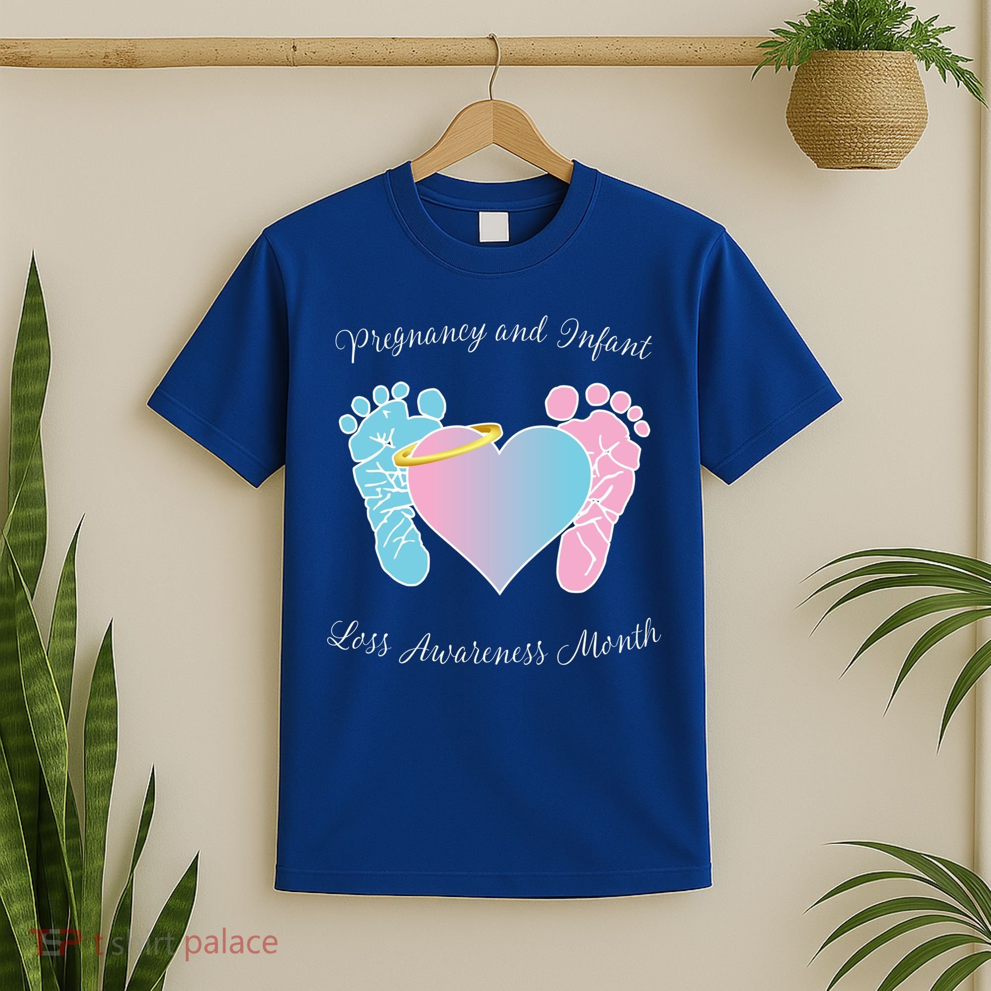 Pregnancy Infant Loss Awareness Month Footprint Halo Gift T-Shirt