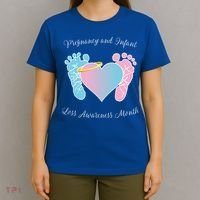 Pregnancy Infant Loss Awareness Month Footprint Halo Gift T-Shirt thumb 4