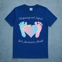 Pregnancy Infant Loss Awareness Month Footprint Halo Gift T-Shirt thumb 5
