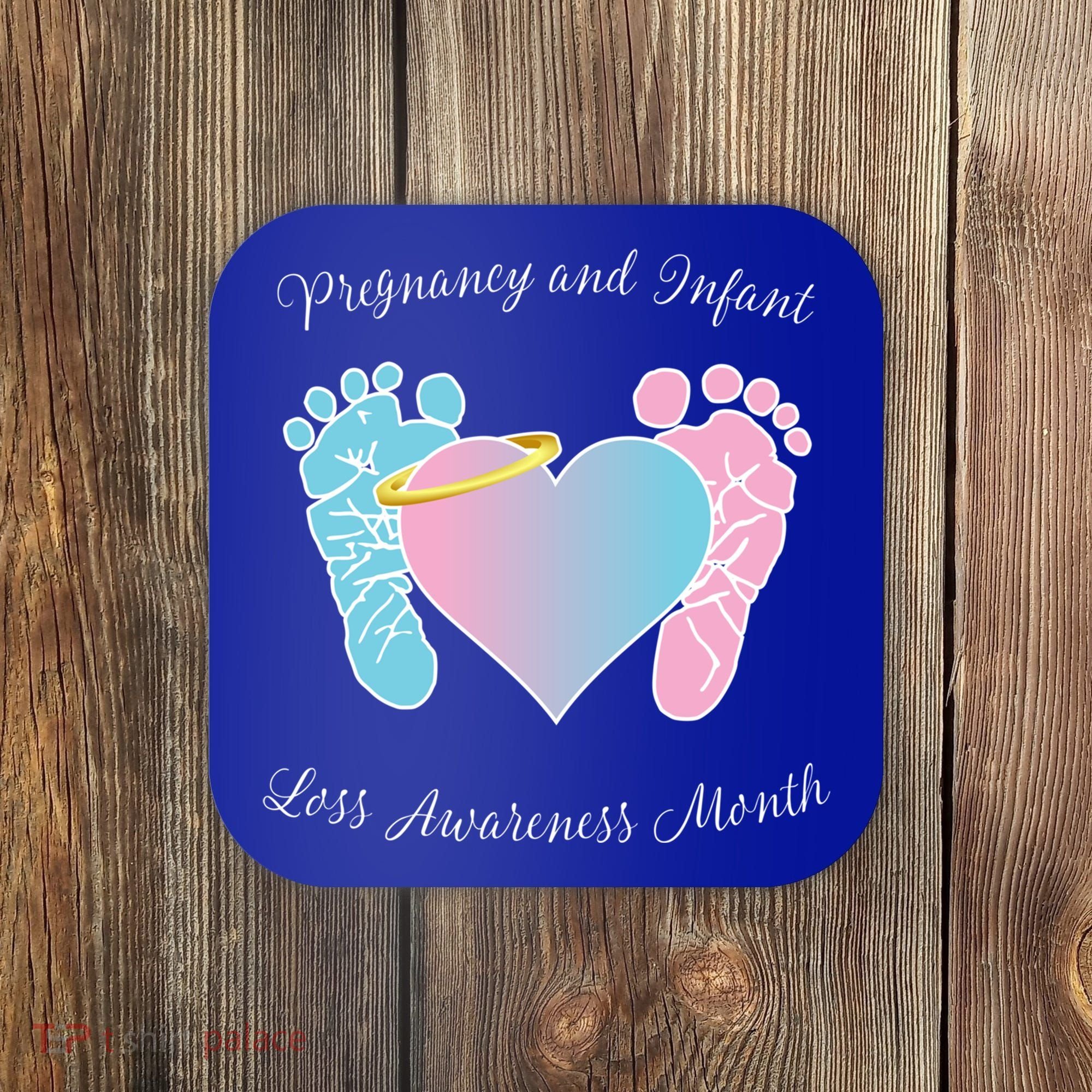 Pregnancy Infant Loss Awareness Month Footprint Halo Gift Coaster