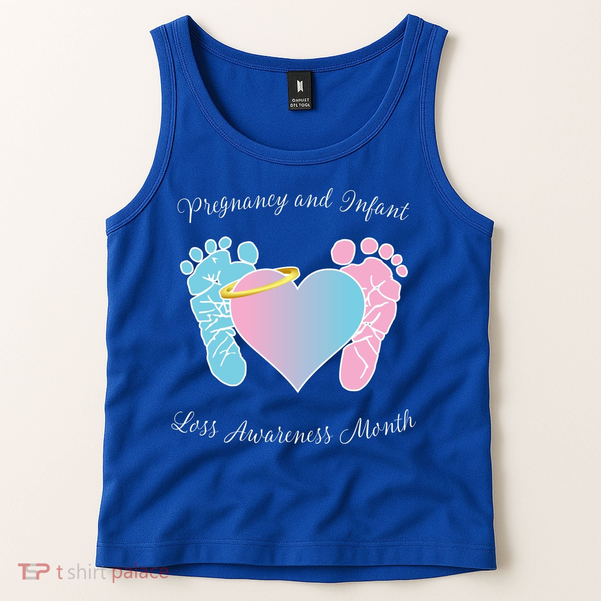 Pregnancy Infant Loss Awareness Month Footprint Halo Gift Tank Top