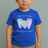 Pregnancy Infant Loss Awareness Month Footprint Halo Gift Toddler T-Shirt thumb 2