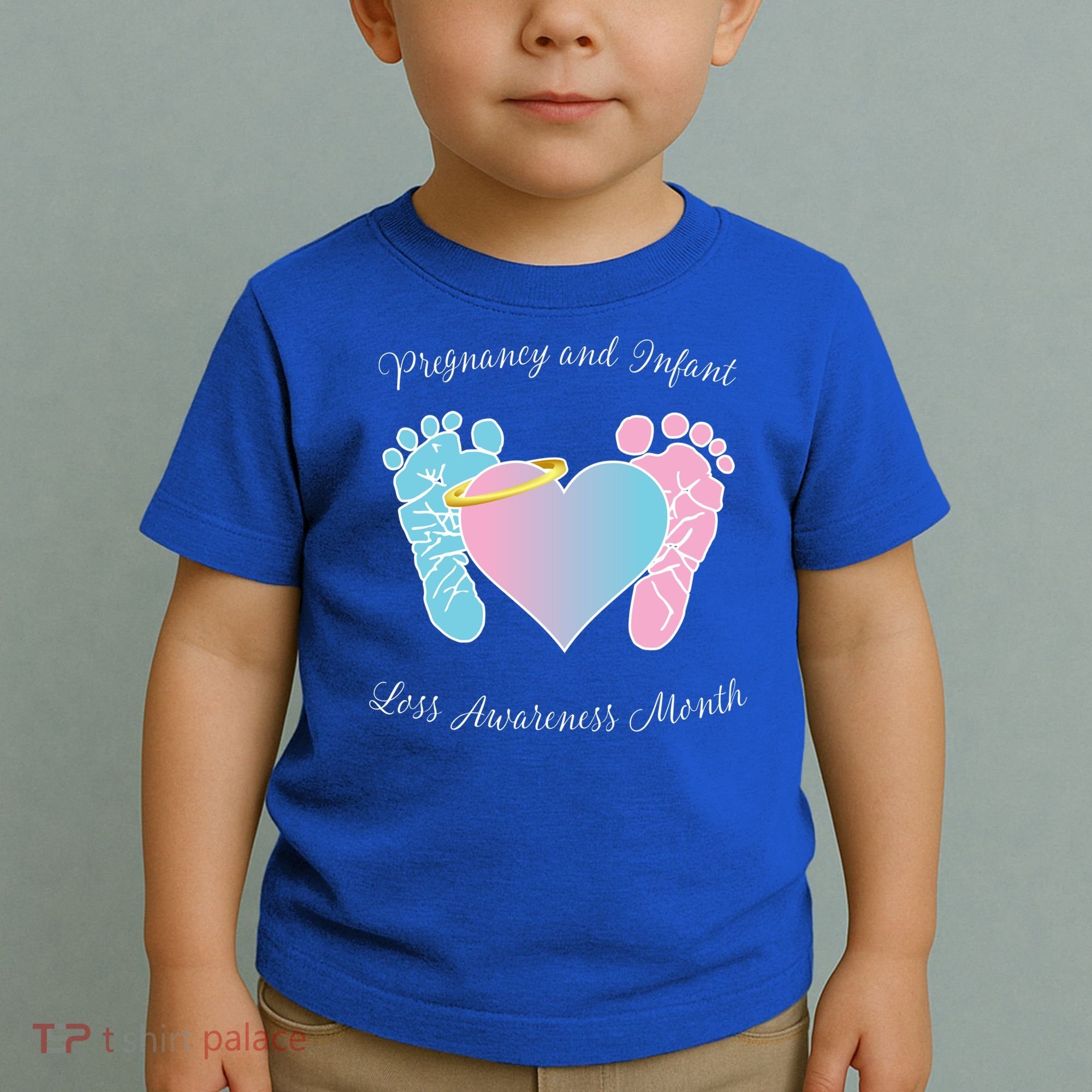 Pregnancy Infant Loss Awareness Month Footprint Halo Gift Toddler T-Shirt
