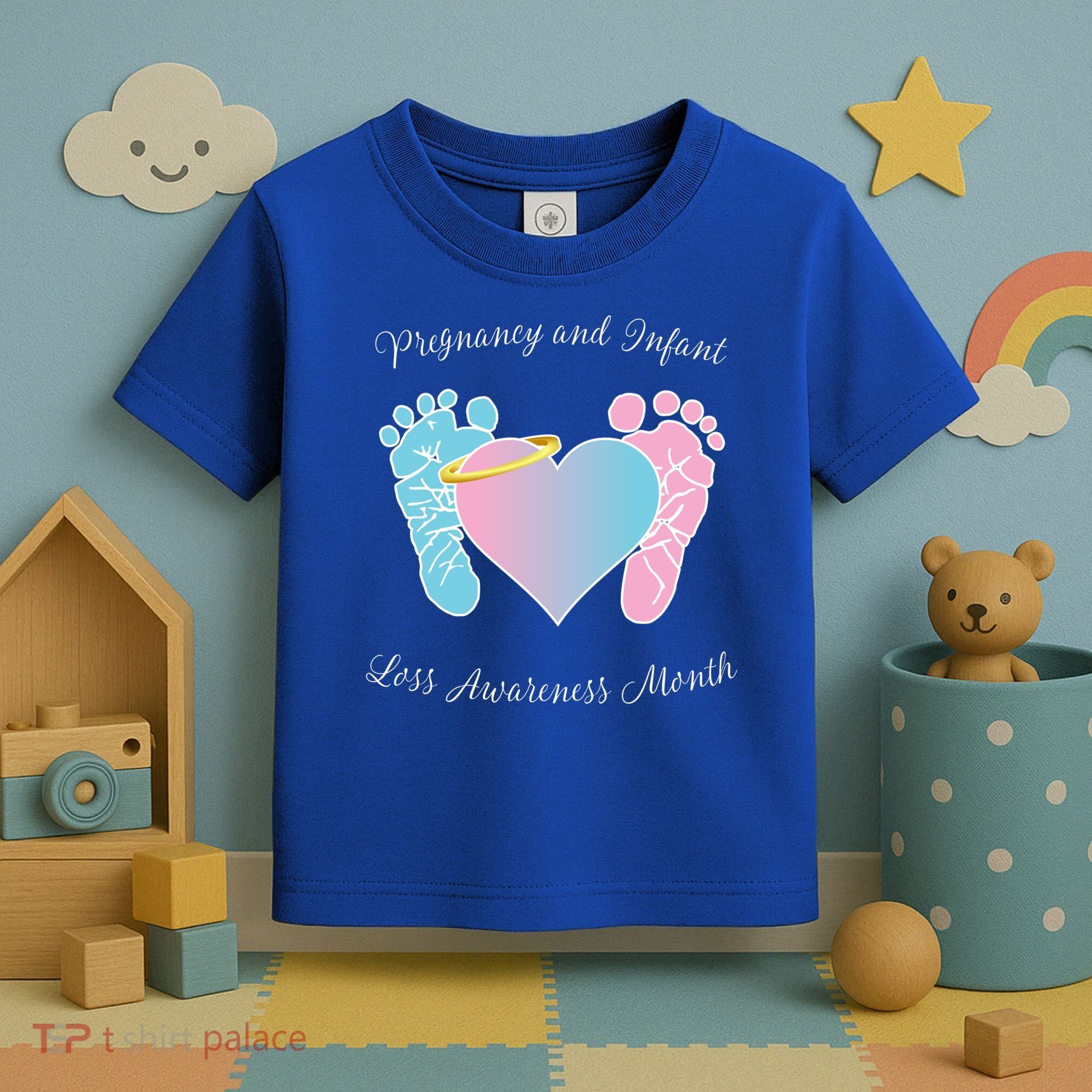 Pregnancy Infant Loss Awareness Month Footprint Halo Gift Toddler T-Shirt