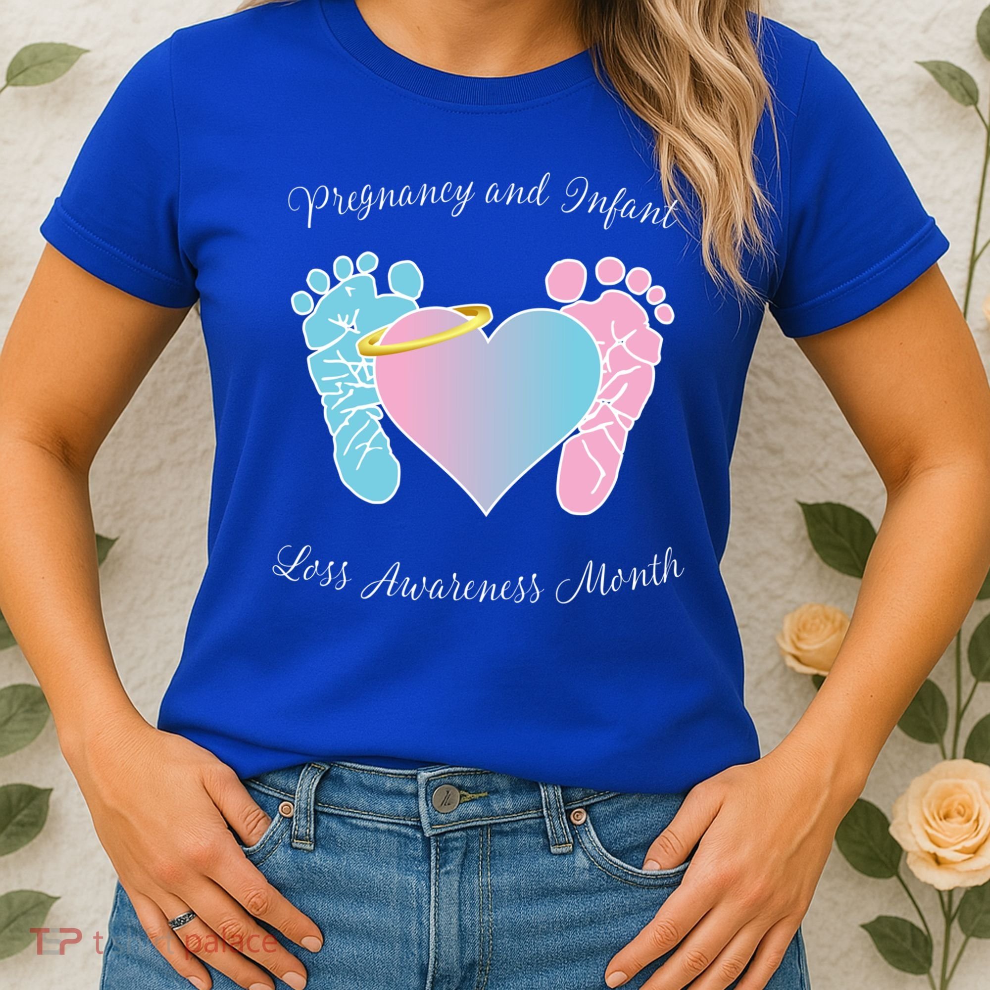 Pregnancy Infant Loss Awareness Month Footprint Halo Gift Women's T-Shirt