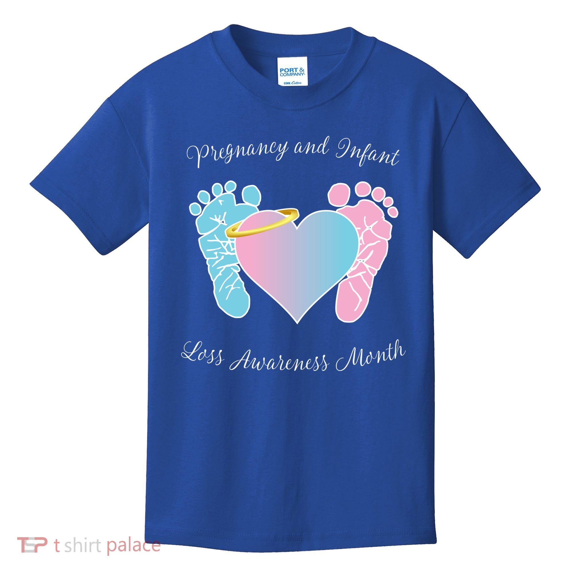 Pregnancy Infant Loss Awareness Month Footprint Halo Gift Kids T-Shirt