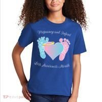 Pregnancy Infant Loss Awareness Month Footprint Halo Gift Kids T-Shirt thumb 2