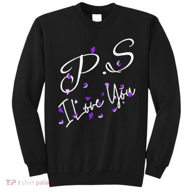 Ps I Love You Day Valentines Day Purple Heart Women Vneck Sweatshirt