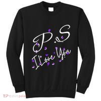 Ps I Love You Day Valentines Day Purple Heart Women Vneck Sweatshirt thumb 0