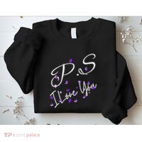 Ps I Love You Day Valentines Day Purple Heart Women Vneck Sweatshirt thumb 2
