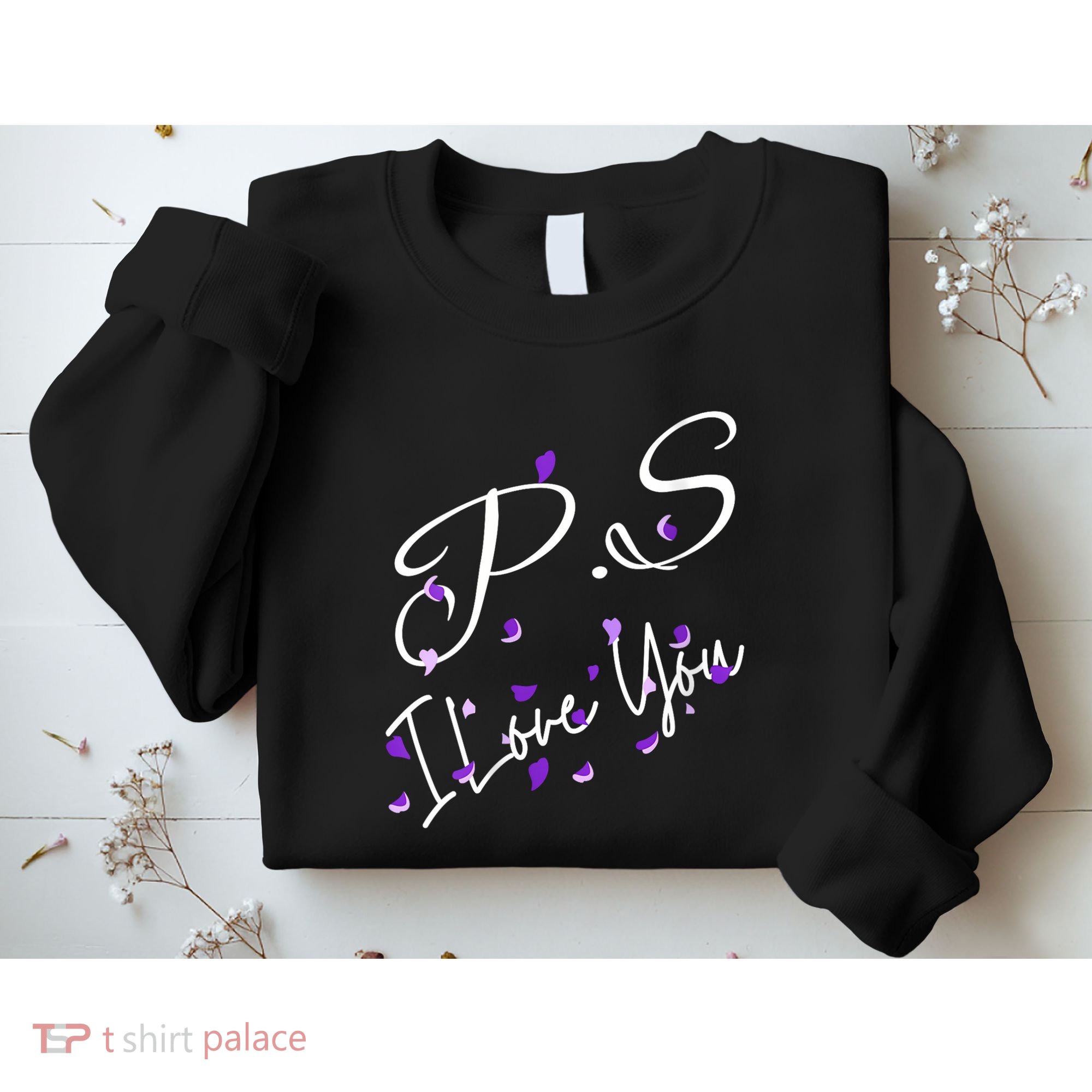 Ps I Love You Day Valentines Day Purple Heart Women Vneck Sweatshirt