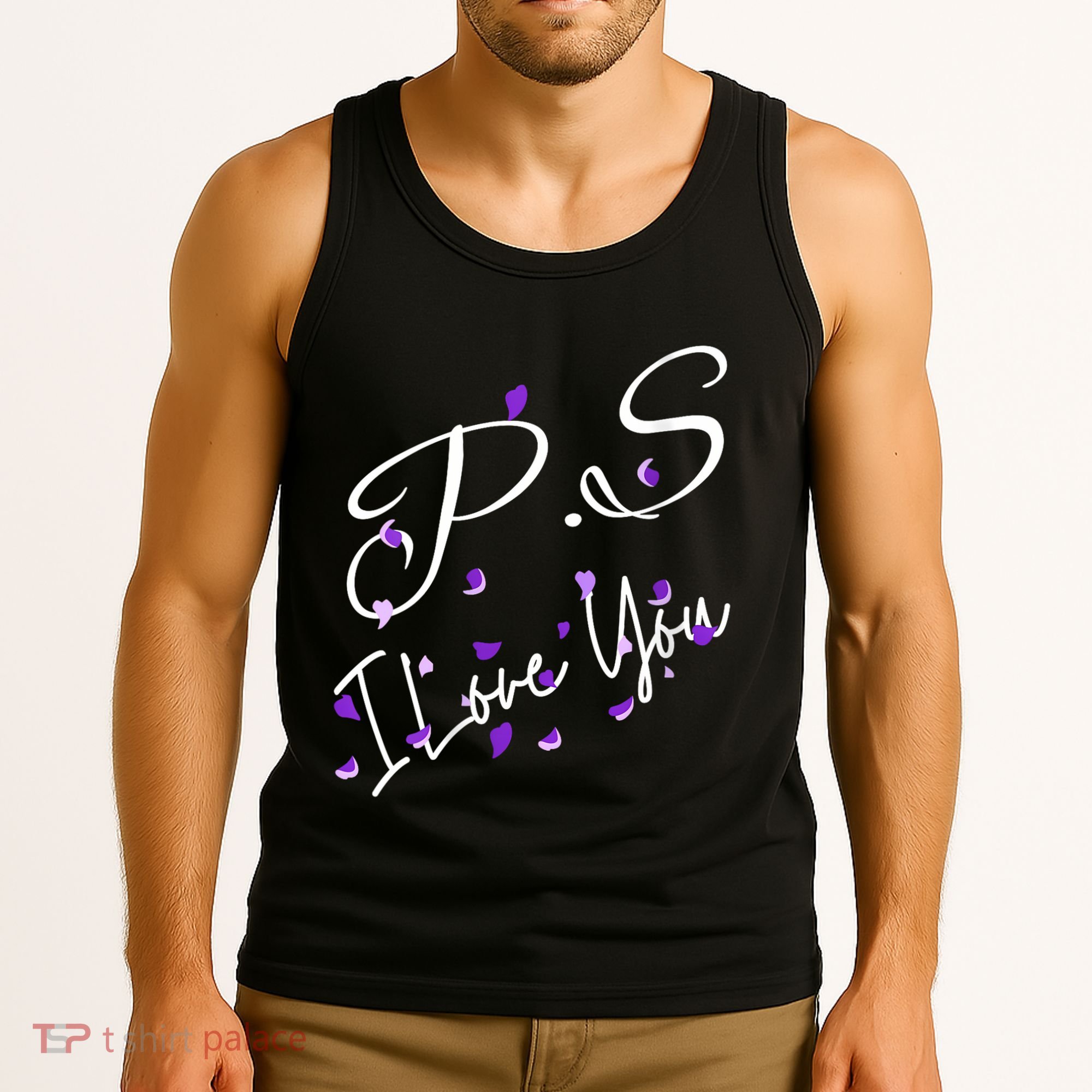 Ps I Love You Day Valentines Day Purple Heart Women Vneck Tank Top