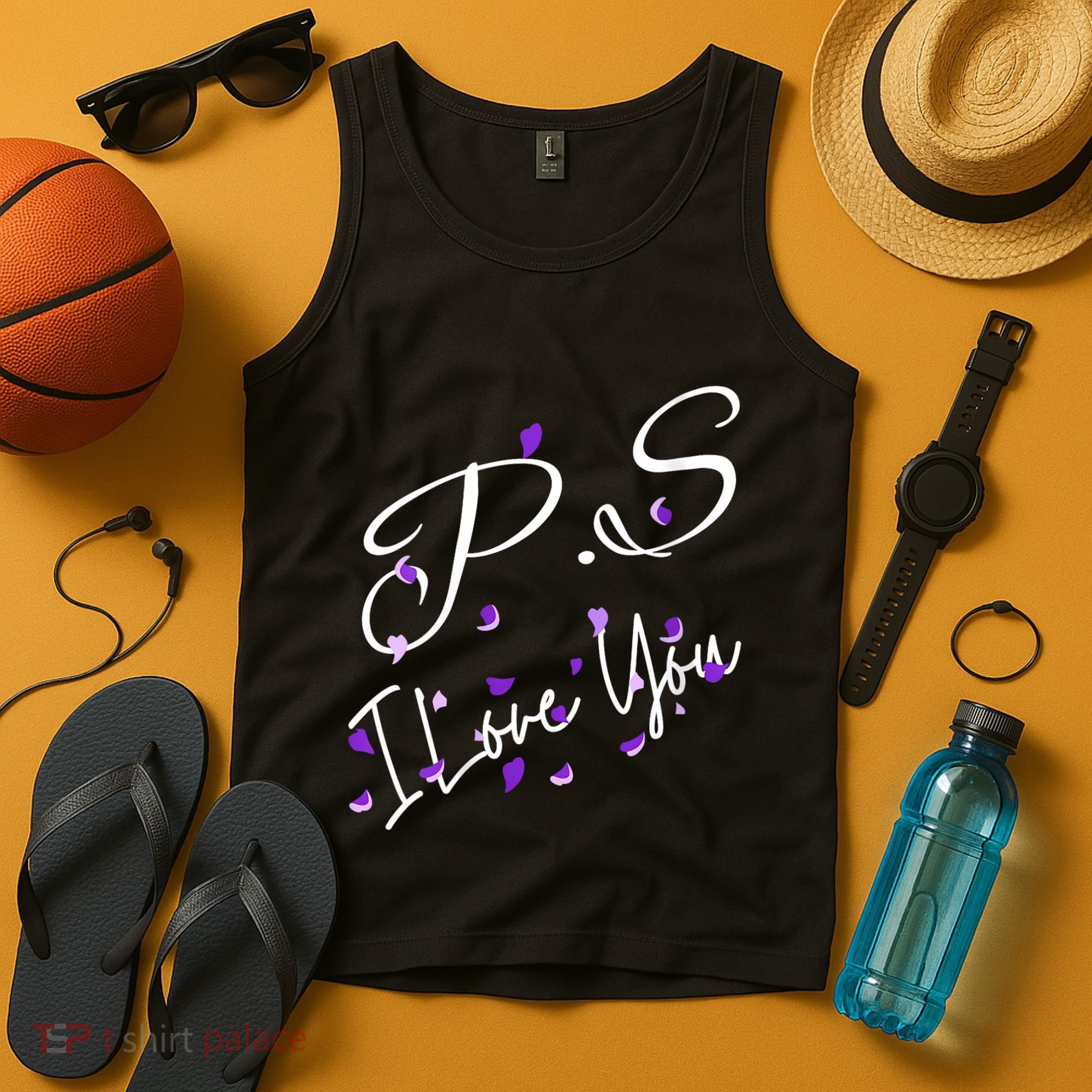 Ps I Love You Day Valentines Day Purple Heart Women Vneck Tank Top