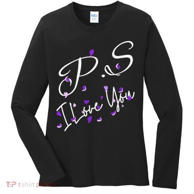 Ps I Love You Day Valentines Day Purple Heart Women Vneck Women's Long Sleeve Shirt