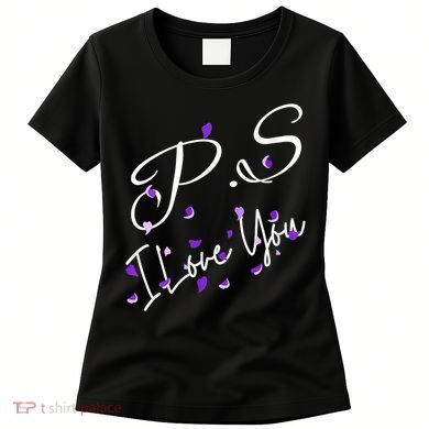 Ps I Love You Day Valentines Day Purple Heart Women Vneck Women's T-Shirt