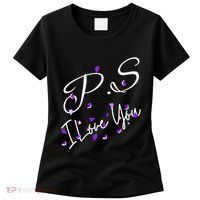 Ps I Love You Day Valentines Day Purple Heart Women Vneck Women's T-Shirt thumb 0