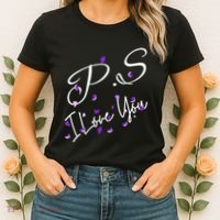 Ps I Love You Day Valentines Day Purple Heart Women Vneck Women's T-Shirt thumb 2