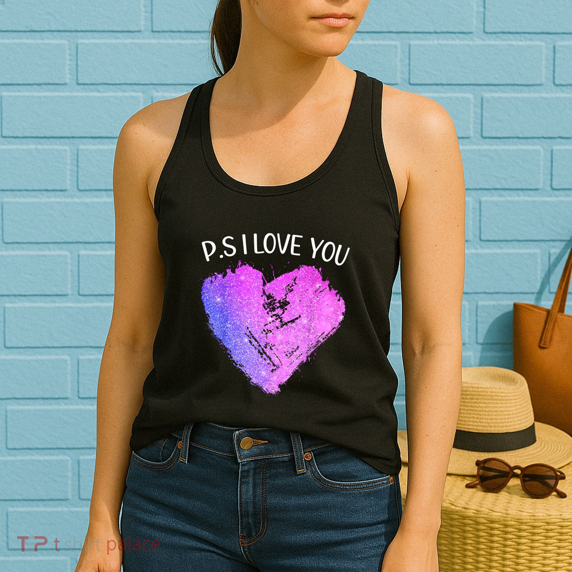 Ps I Love You Day ValentineS Day Purple Heart Women Women's Tank Top