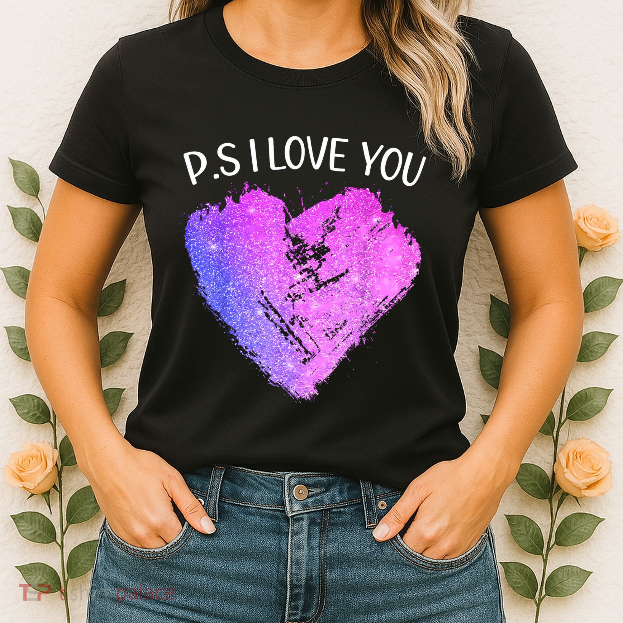 Ps I Love You Day ValentineS Day Purple Heart Women Women's T-Shirt