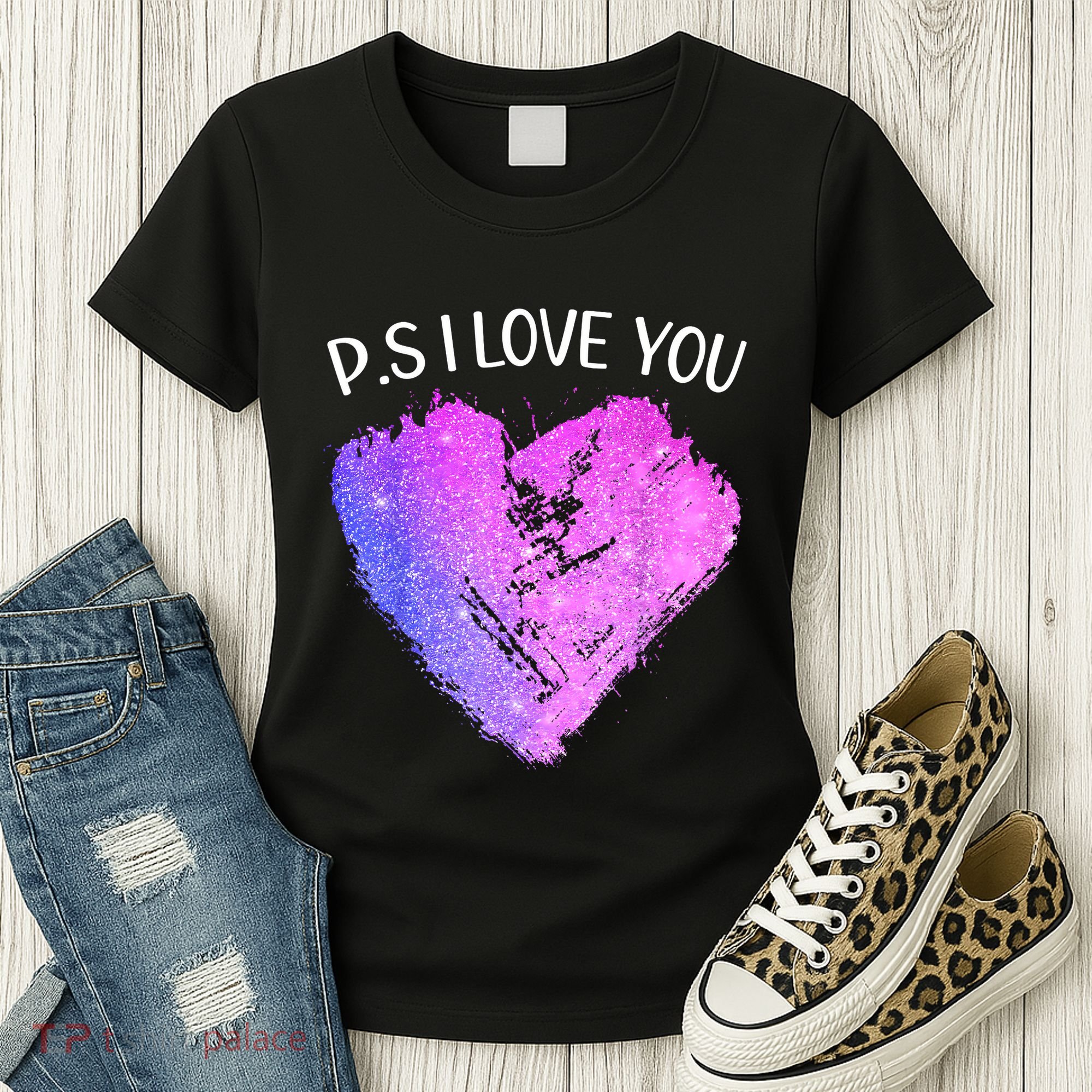 Ps I Love You Day ValentineS Day Purple Heart Women Women's T-Shirt