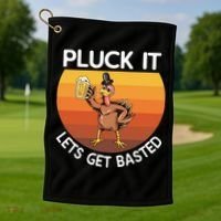 Pluck It Lets Get Basted Turkey Gift Golf Towel thumb 1
