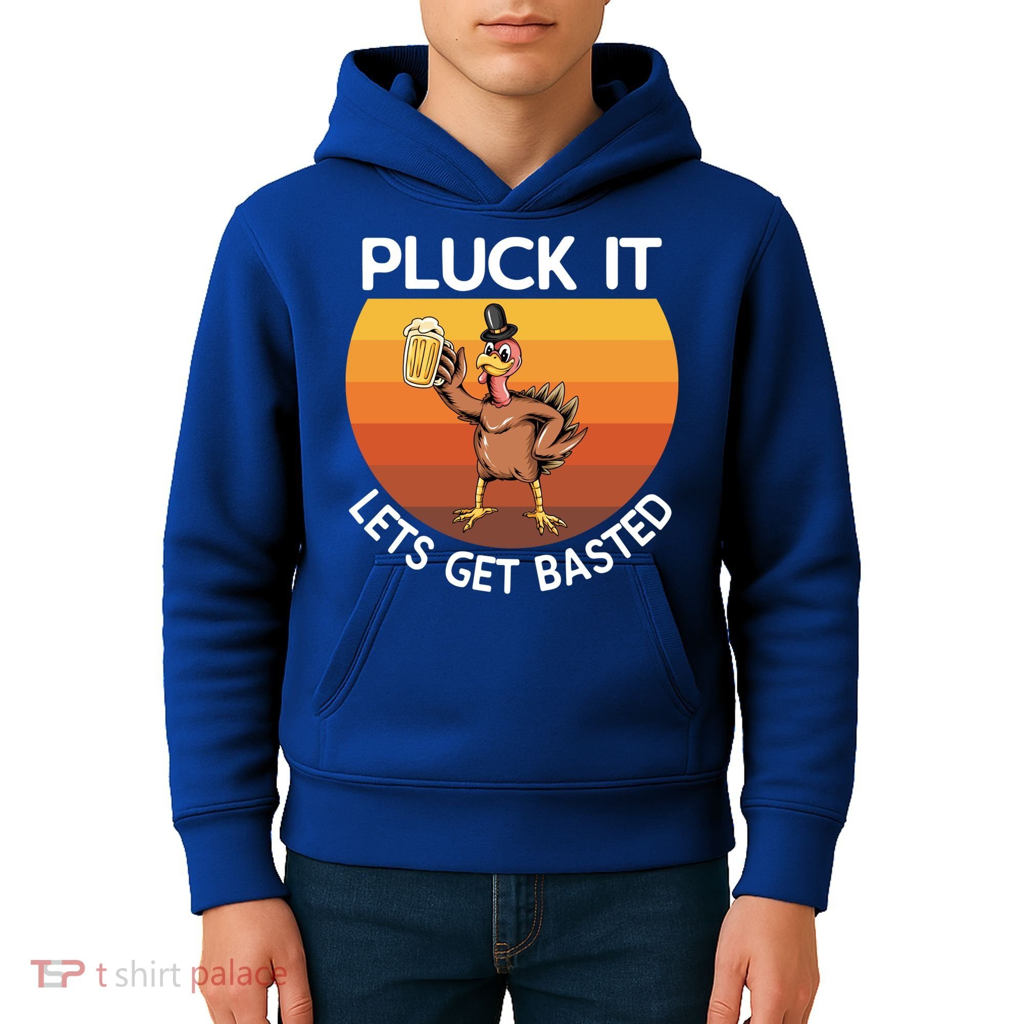 Pluck It Lets Get Basted Turkey Gift Kids Hoodie