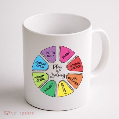 Play Is Learning Teacher Appreciation Coffee Mug back