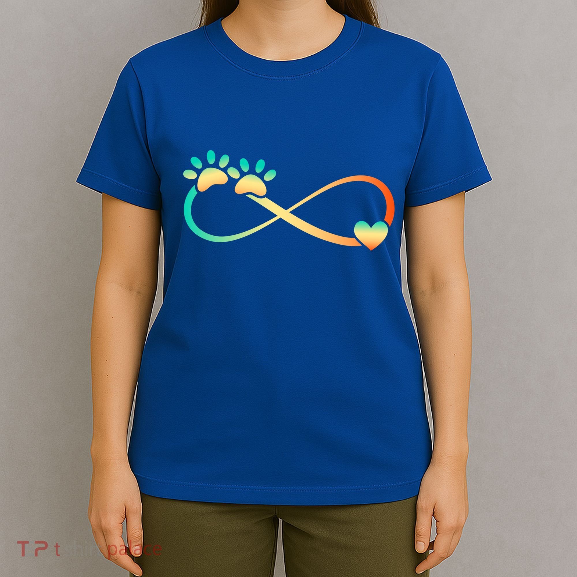 Pawprints Infinite Love Heart Infinity Symbol Vintage Retro Funny Gift T-Shirt