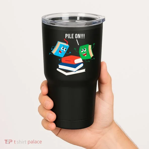 Pile On Books Tumbler