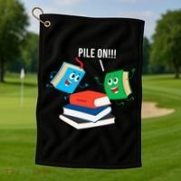 Pile On Books Golf Towel thumb 1