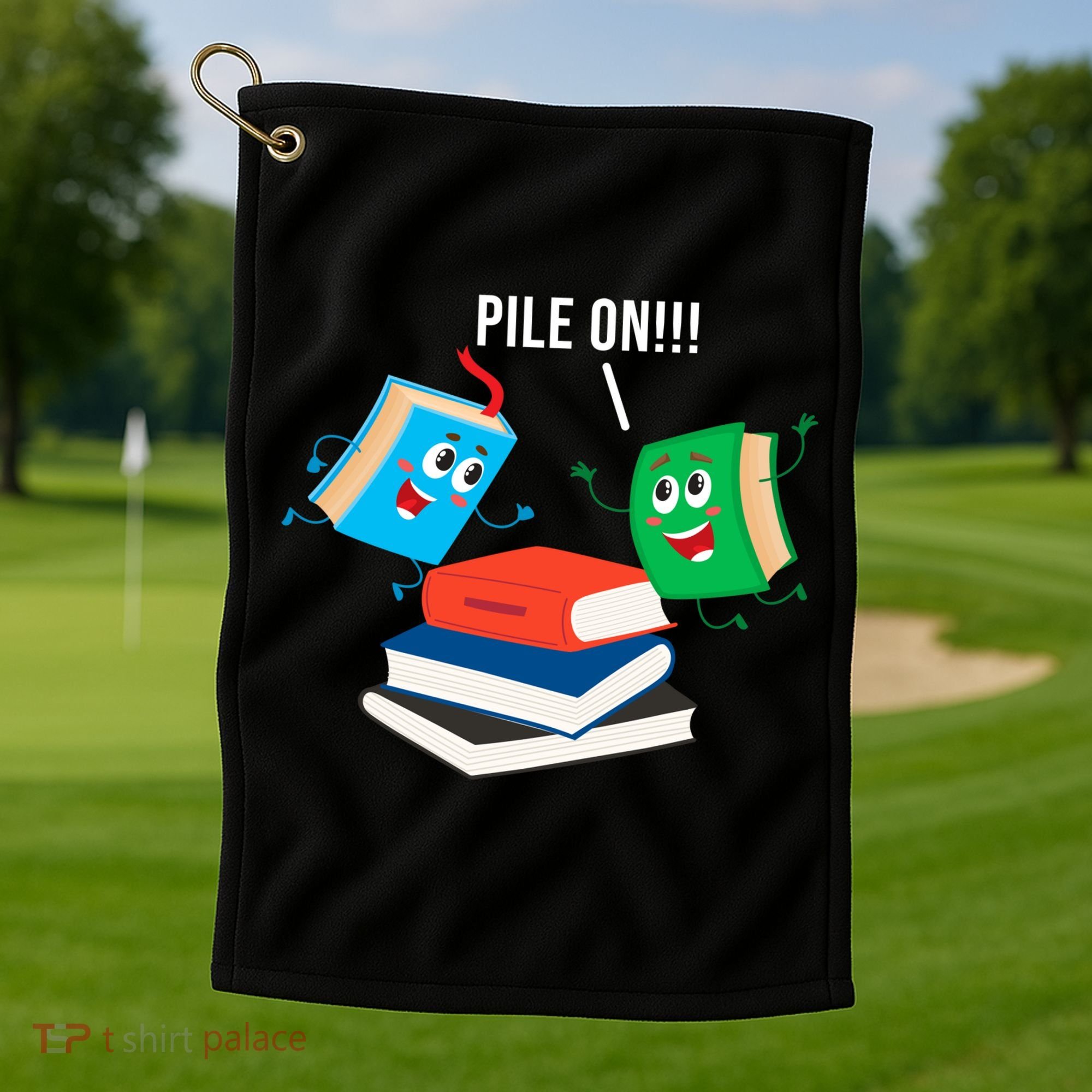 Pile On Books Golf Towel