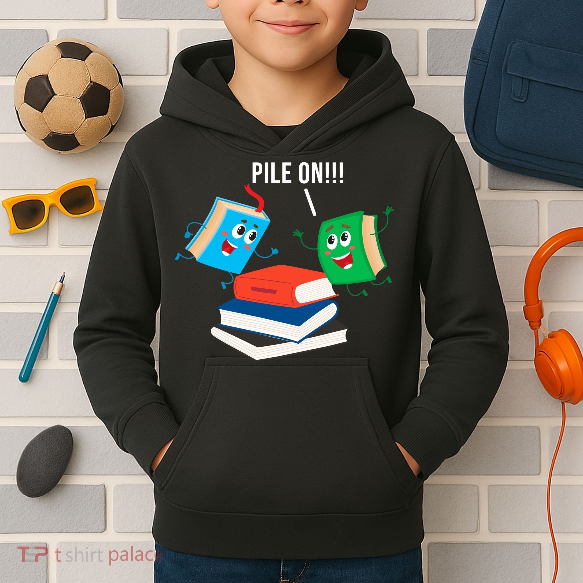 Pile On Books Kids Hoodie