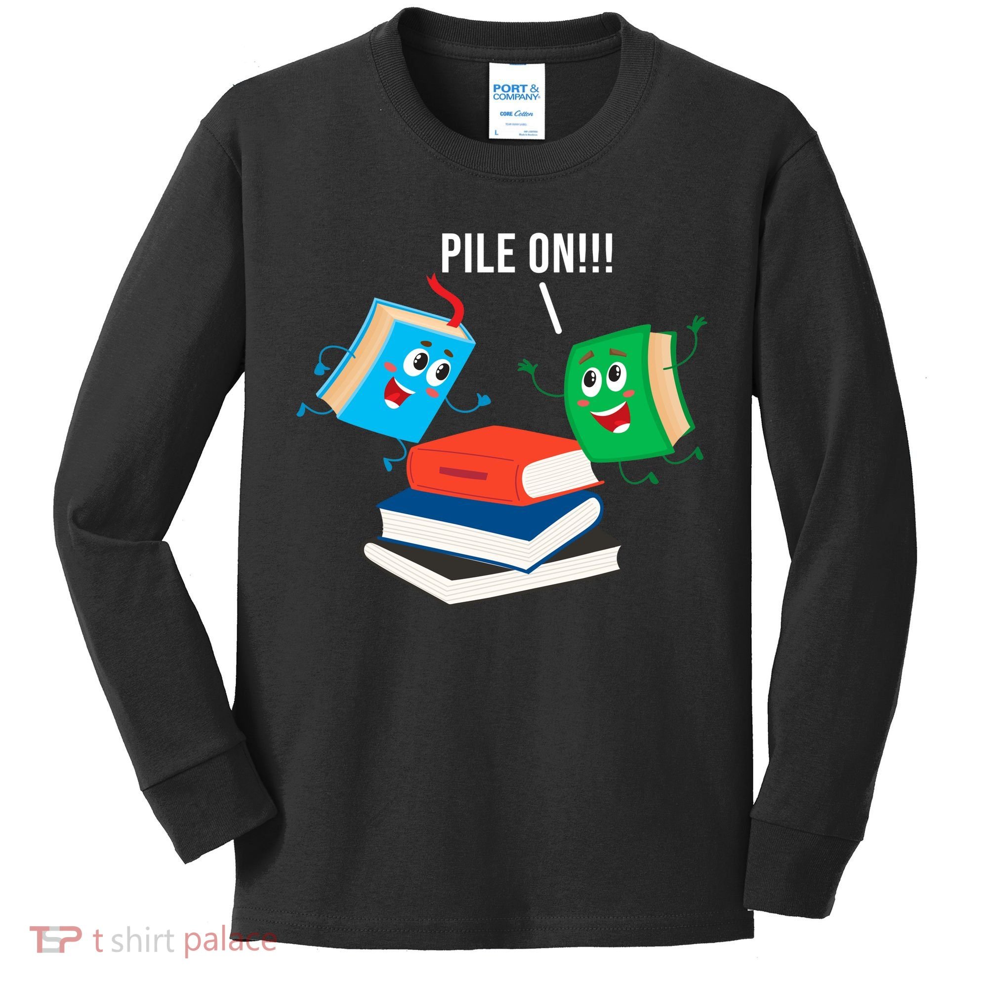 Pile On Books Kids Long Sleeve Shirt