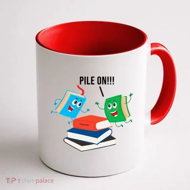 Pile On Books Coffee Mug back