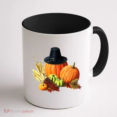 Pilgrim Thanksgiving Coffee Mug back