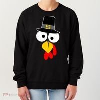Pilgrim Turkey Big Face Thanksgiving Women's Sweatshirt thumb 0
