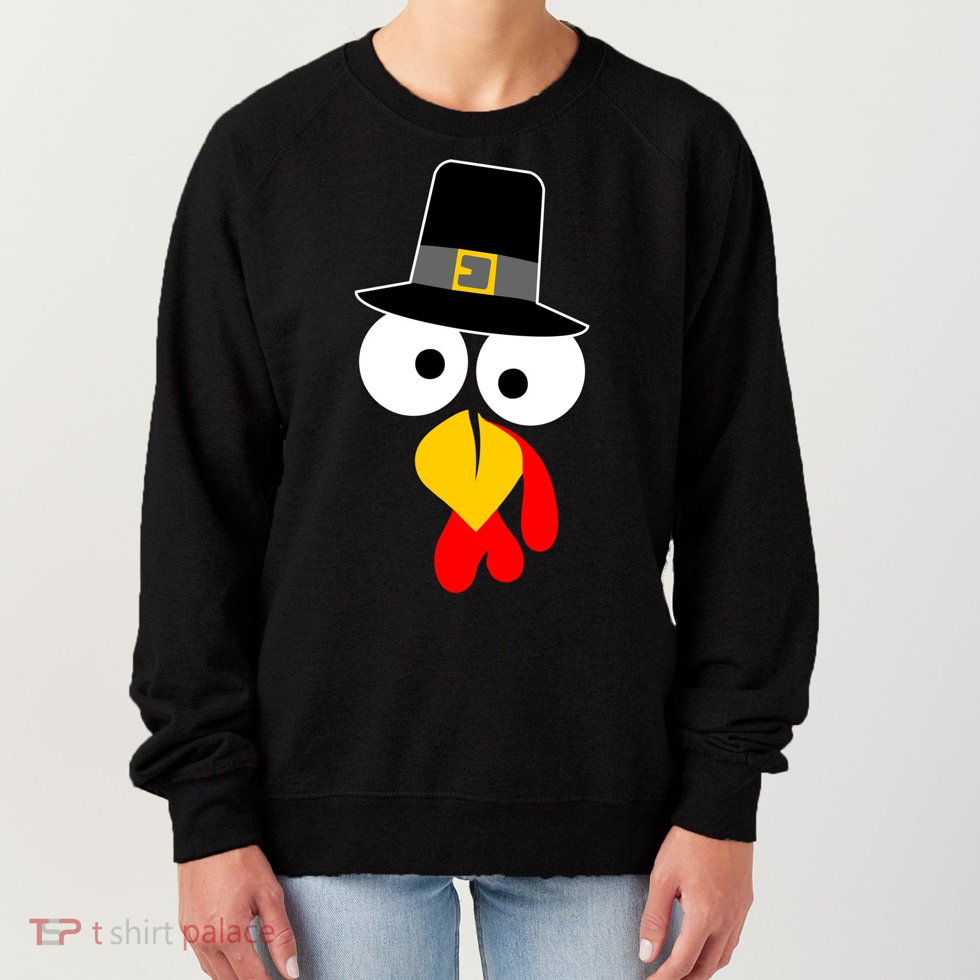 Pilgrim Turkey Big Face Thanksgiving Women's Sweatshirt