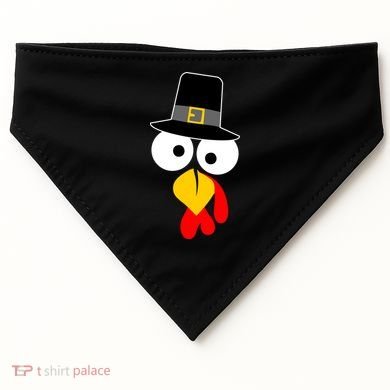 Pilgrim Turkey Big Face Thanksgiving USA-Made Doggie Bandana