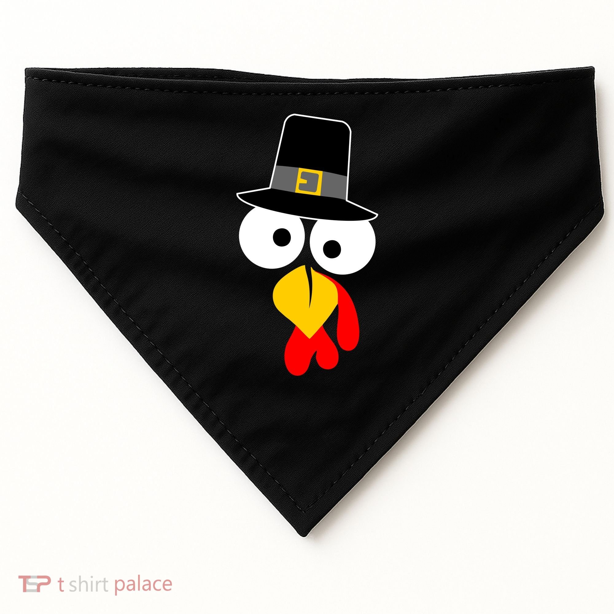 Pilgrim Turkey Big Face Thanksgiving USA-Made Doggie Bandana