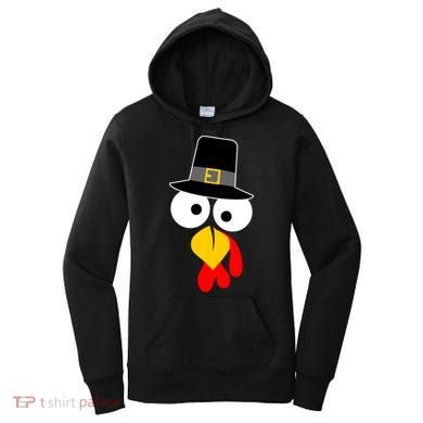 Pilgrim Turkey Big Face Thanksgiving Women's Hoodie