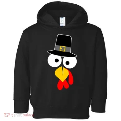 Pilgrim Turkey Big Face Thanksgiving Toddler Hoodie