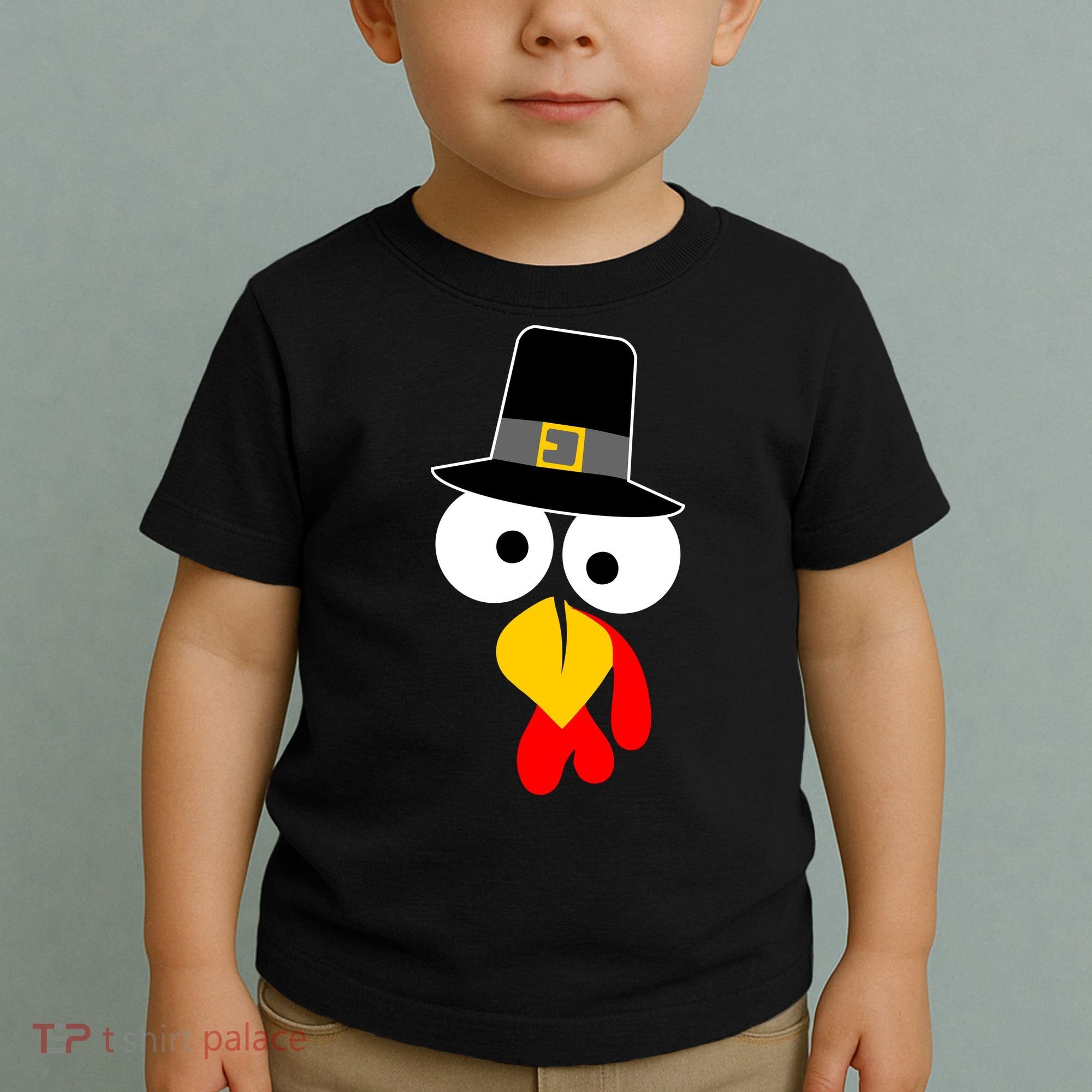 Pilgrim Turkey Big Face Thanksgiving Toddler T-Shirt