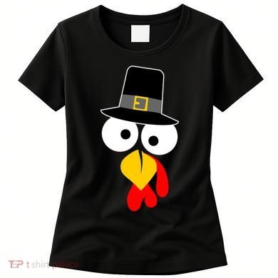 Pilgrim Turkey Big Face Thanksgiving Women's T-Shirt